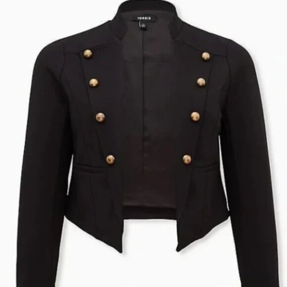 Torrid Textured Ponte Crop Military Jacket Size 4X - Picture 2 of 7